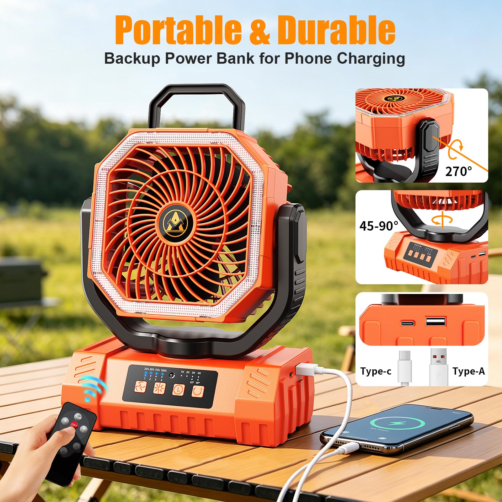 DABOUHORS LED lantern lit inside a tent providing bright campsite illumination