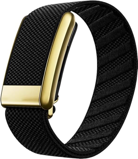 DADO front view of WHOOP 4.0 compatible band showing secure fit and sleek black gold look