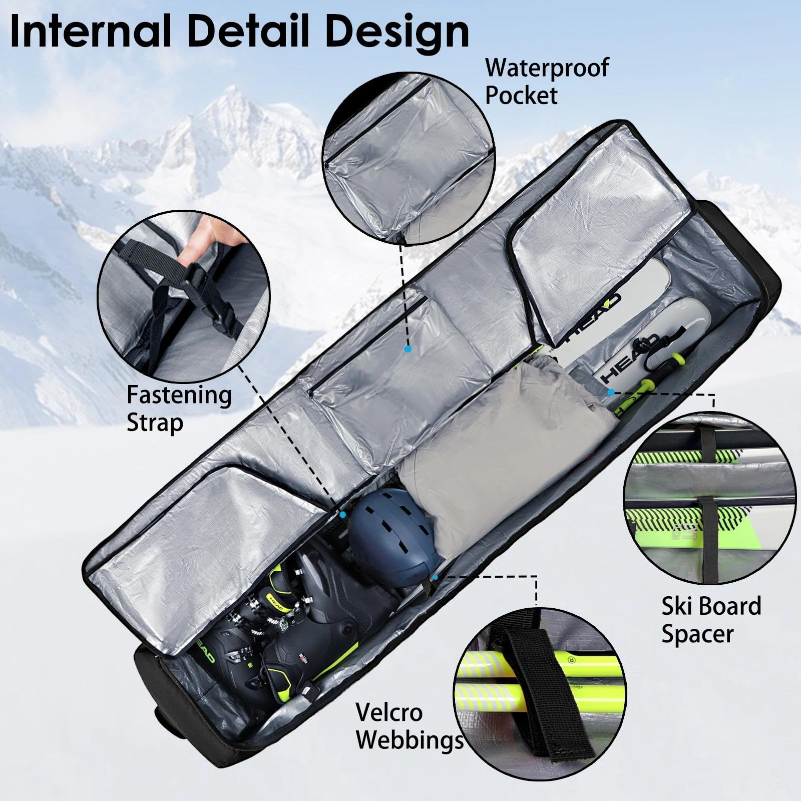DAFISKY close-up of thick foam padding protecting bindings and edges for impact resistance
