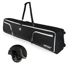DAFISKY front view of packed ski bag showing sturdy shell and zipper for secure travel