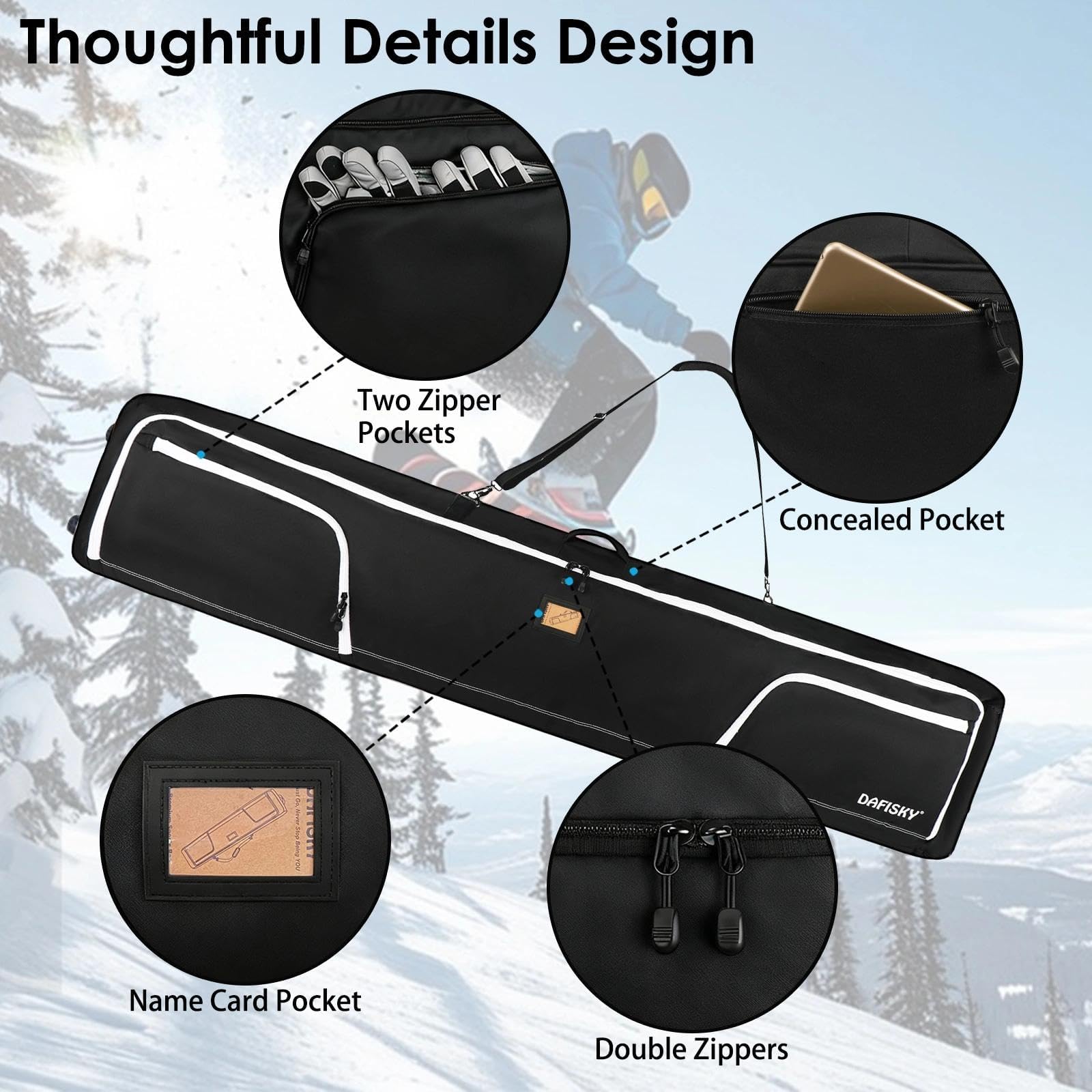 DAFISKY durable tank‑style wheels and ergonomic handle for effortless rolling