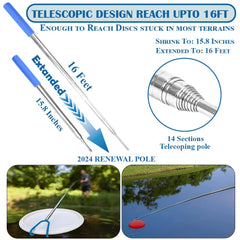 Daily Favorites extended 16-foot pole reaching a high tree branch to rescue a disc