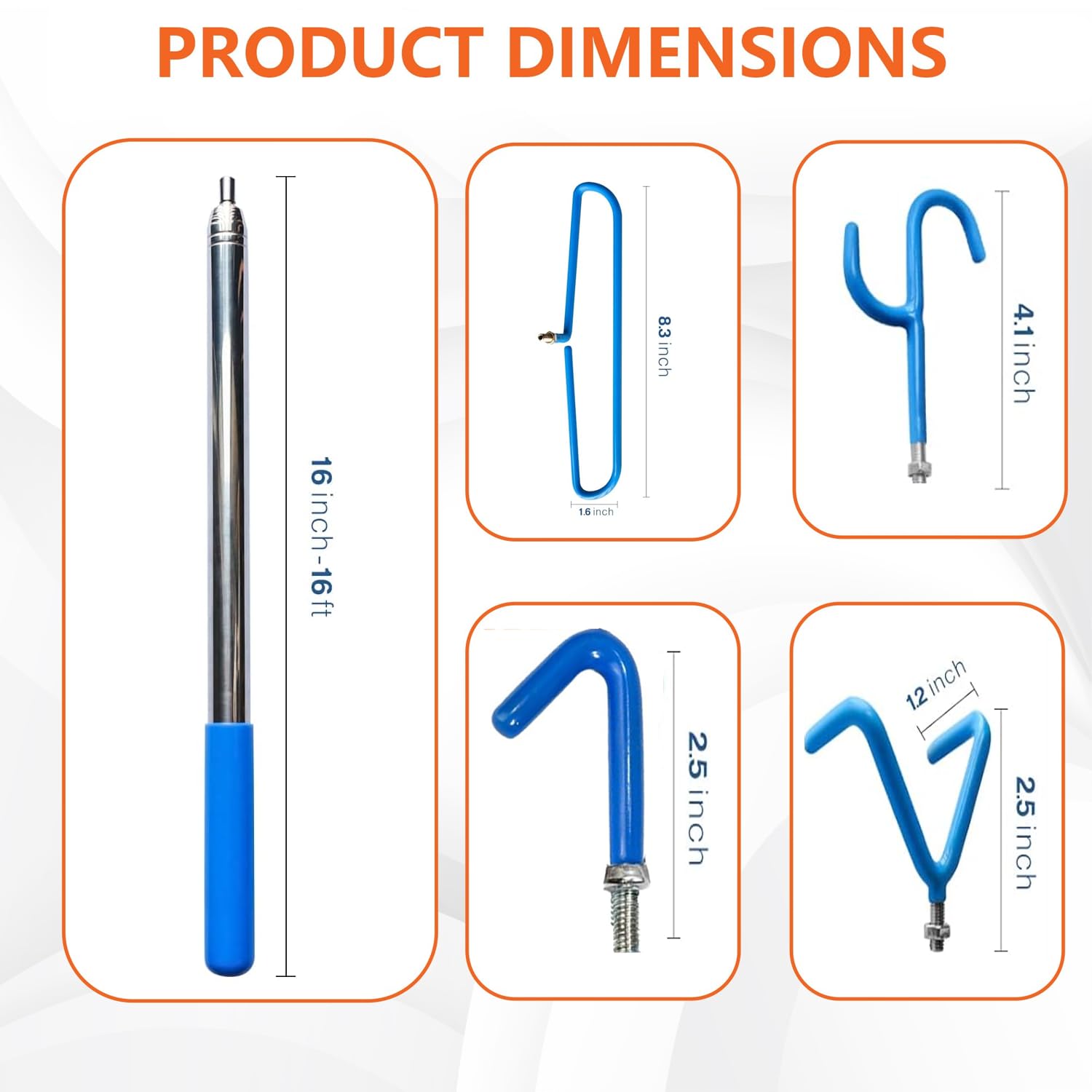 Daily Favorites close-up of the three hook heads showing durable stainless retrieval options