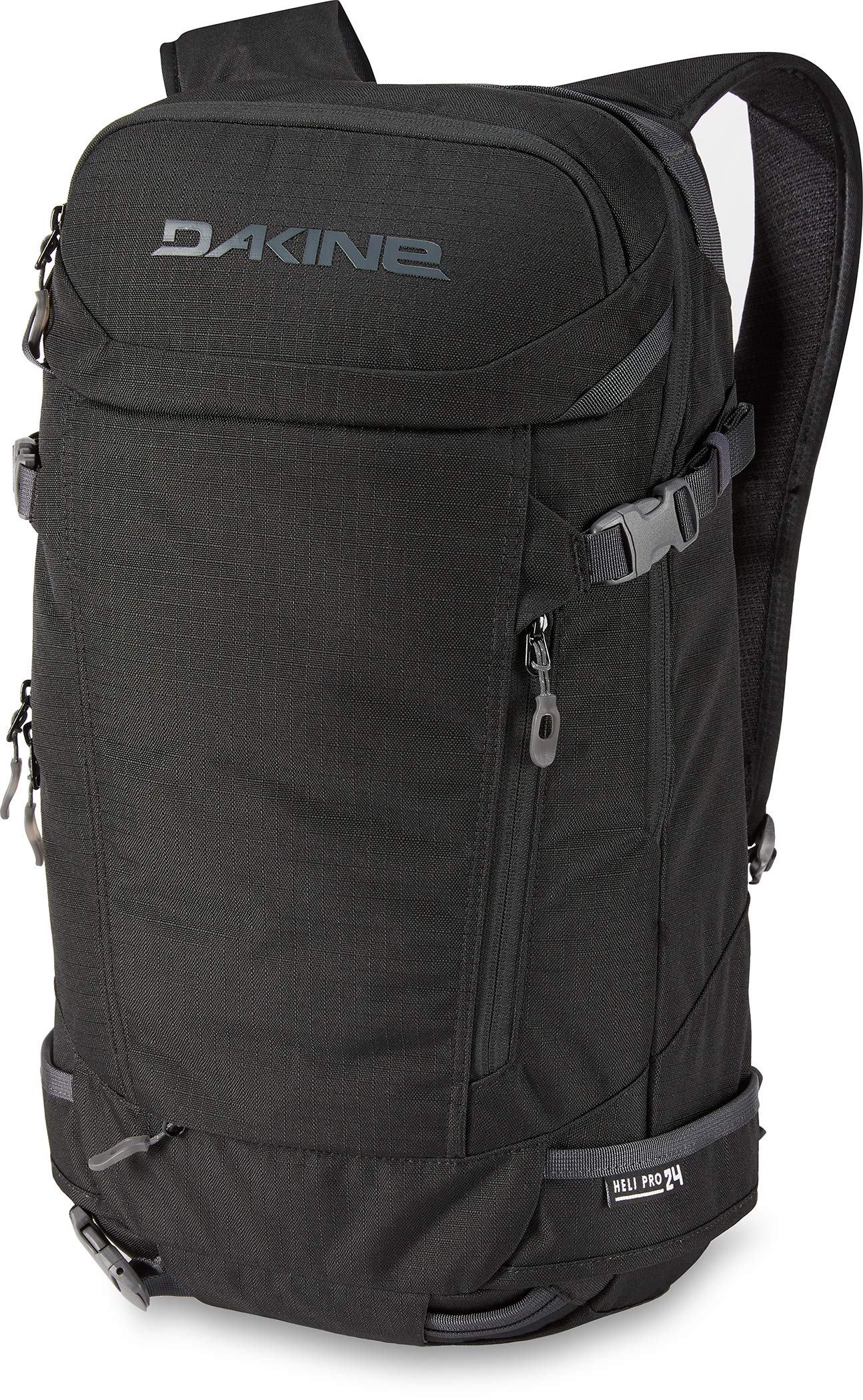 Dakine Heli Pro front view showing carry straps and pockets for organized access