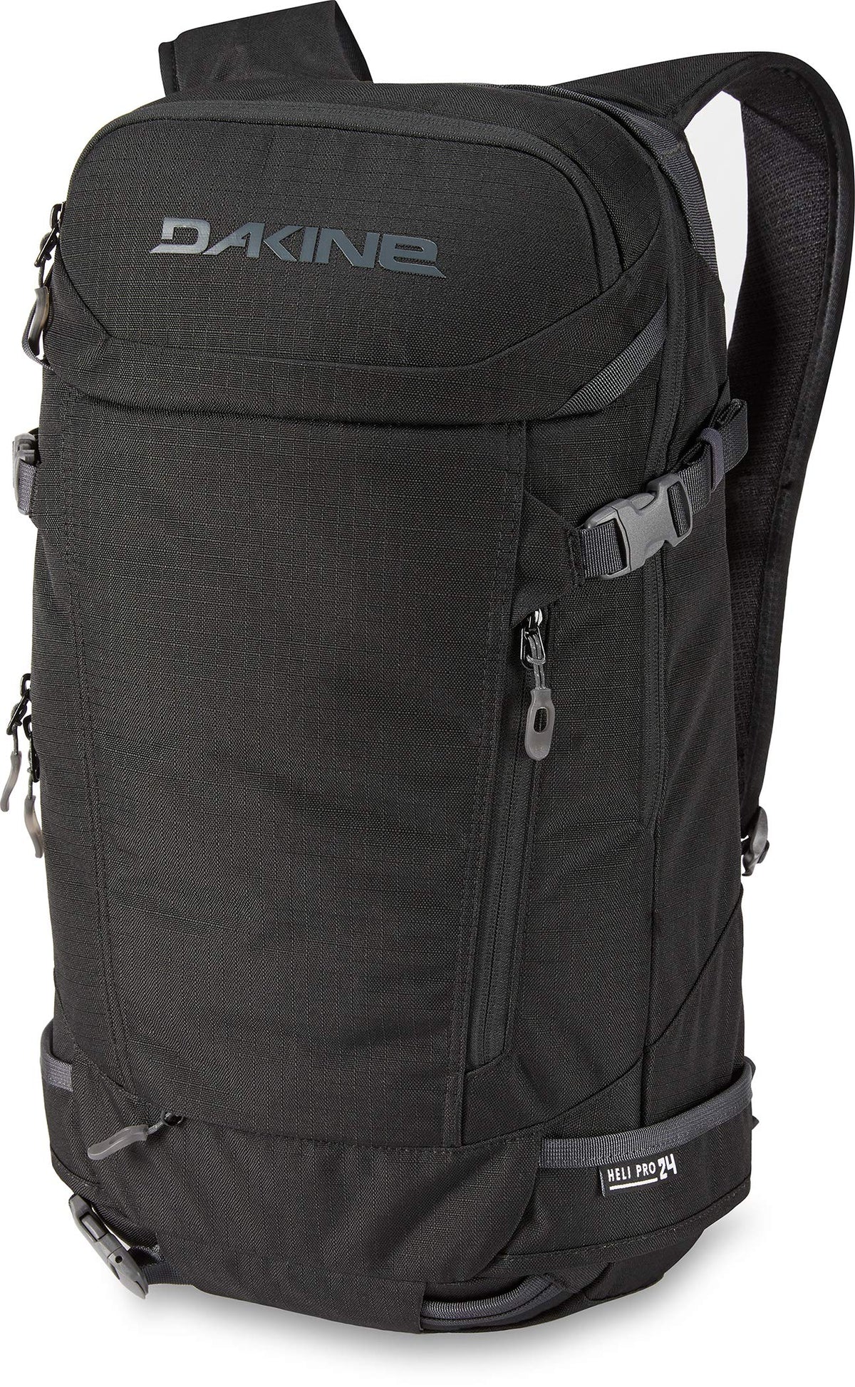 Dakine Heli Pro front view showing carry straps and pockets for organized access