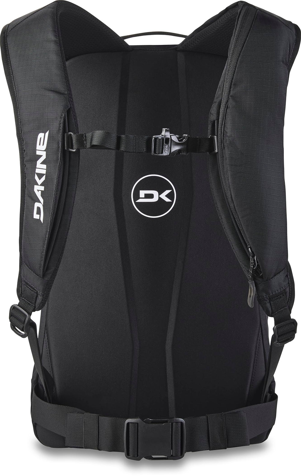 Dakine Poacher 14L open showing oversized fleece-lined goggle pocket and helmet attachment loops