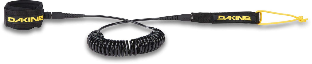 Dakine coiled ankle leash front view shows cuff and swivel for secure low-drag use