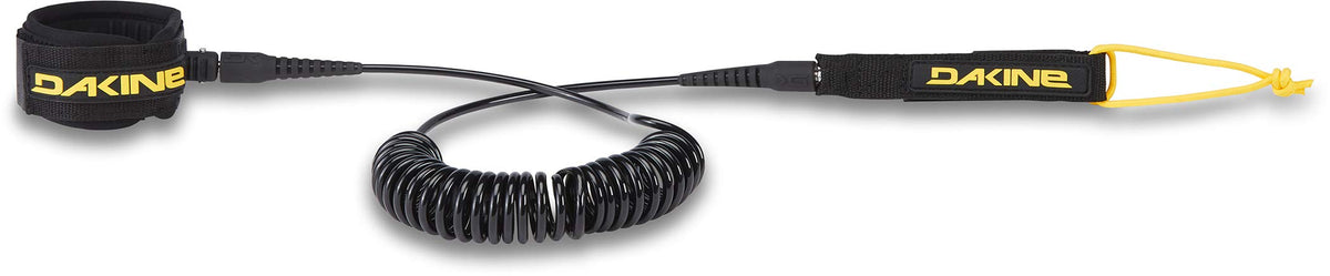 Dakine coiled ankle leash front view shows cuff and swivel for secure low-drag use