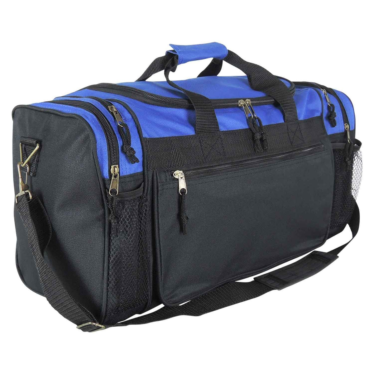 DALIX front view of royal blue duffle showing overall layout and quick access