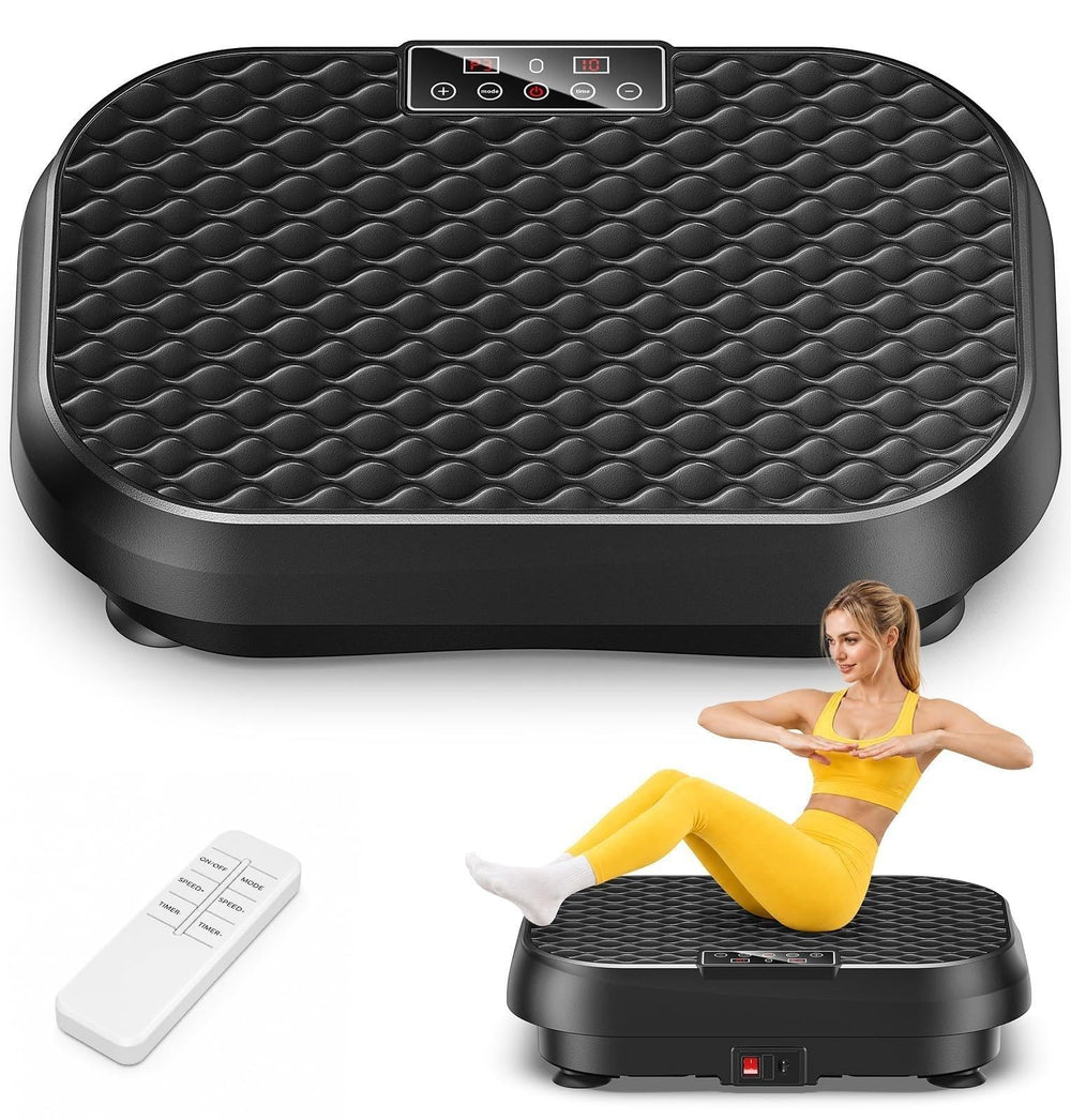 Damkee front view of vibration plate showing platform and stability benefit