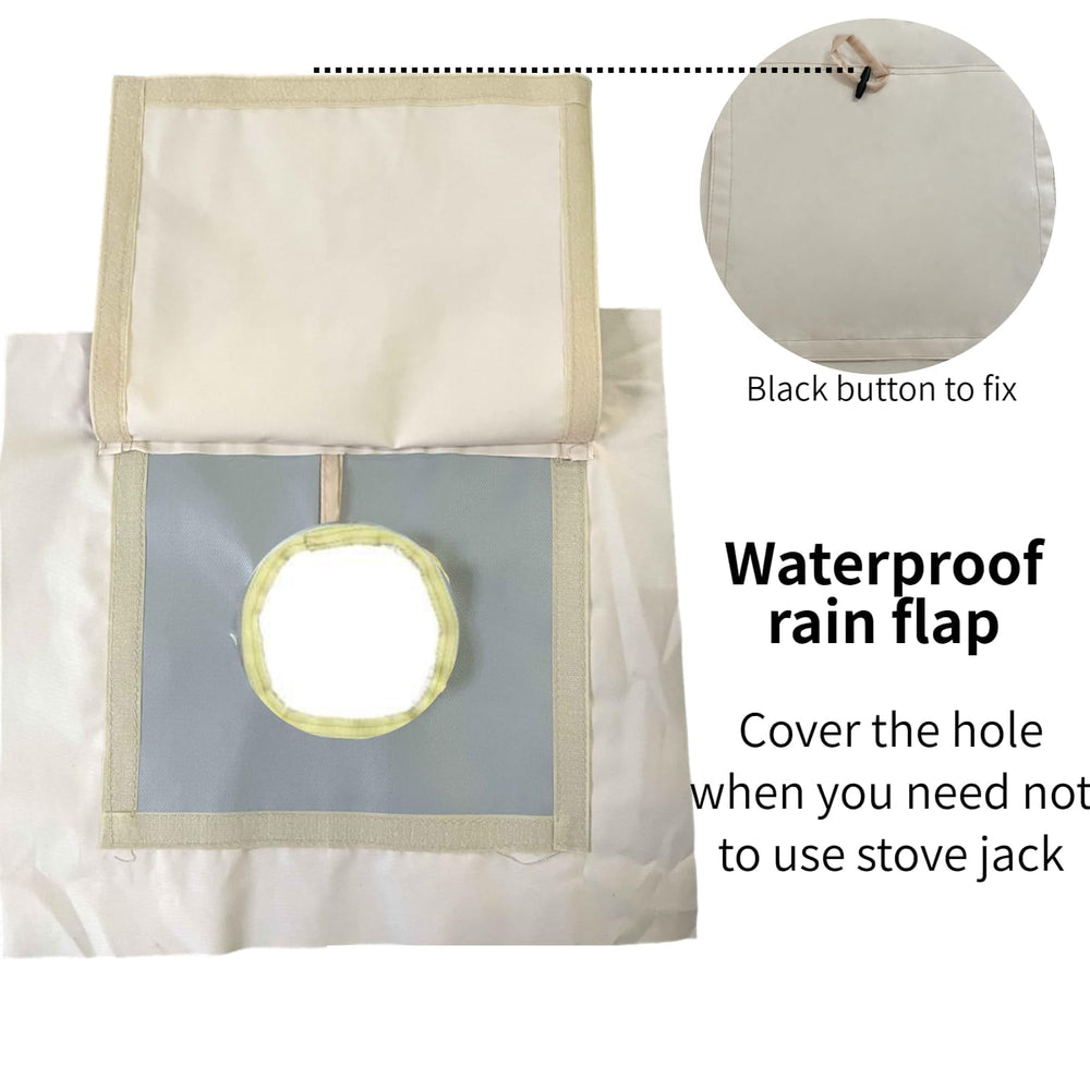 DANCHEL OUTDOOR stove pipe routed through jack to protect tent fabric from heat