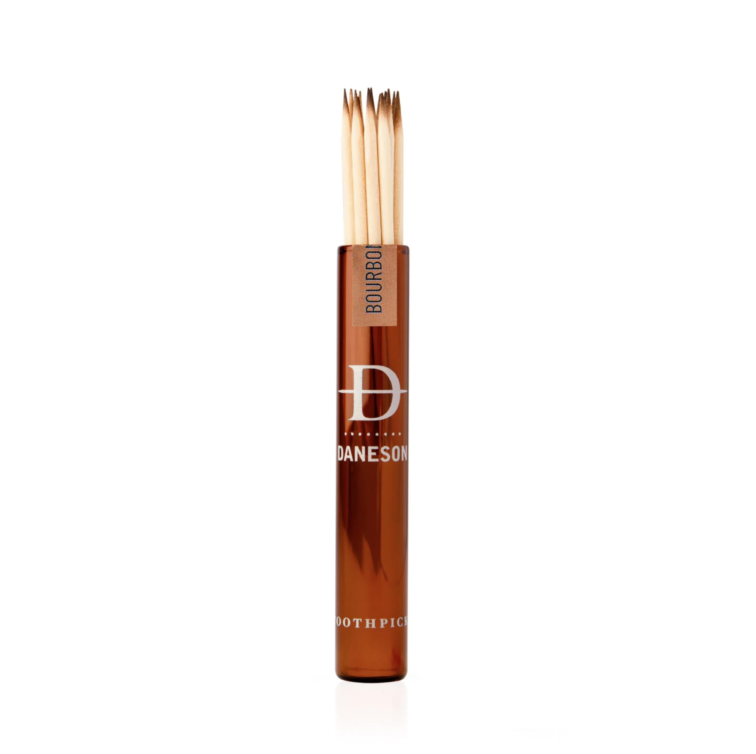 Daneson open bottle top view with toothpicks visible and magnetic lid for secure storage
