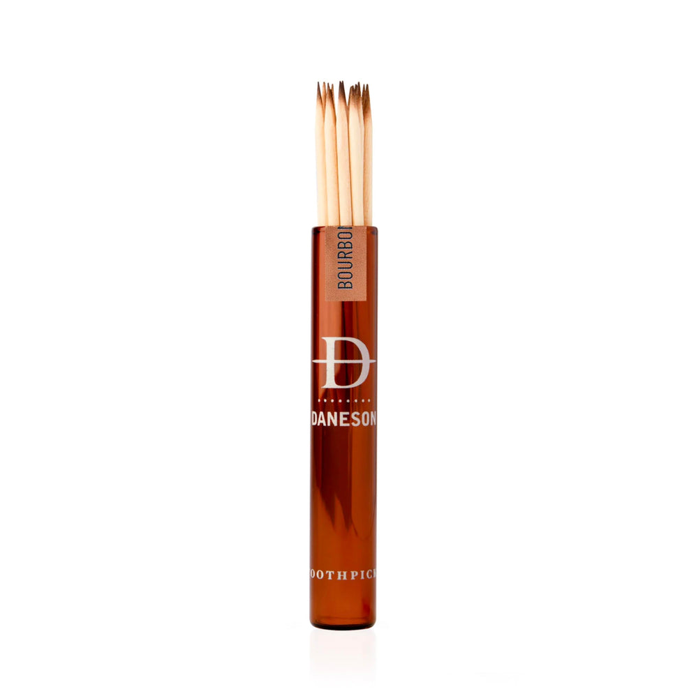 Daneson open bottle top view with toothpicks visible and magnetic lid for secure storage