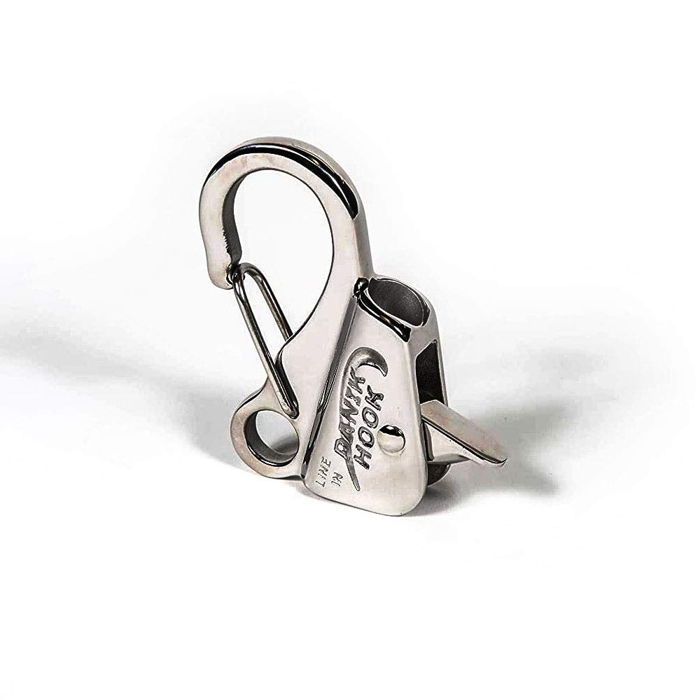 Danik Hook close-up of lever and line passage, Danik Hook secure adjustable tensioning benefit