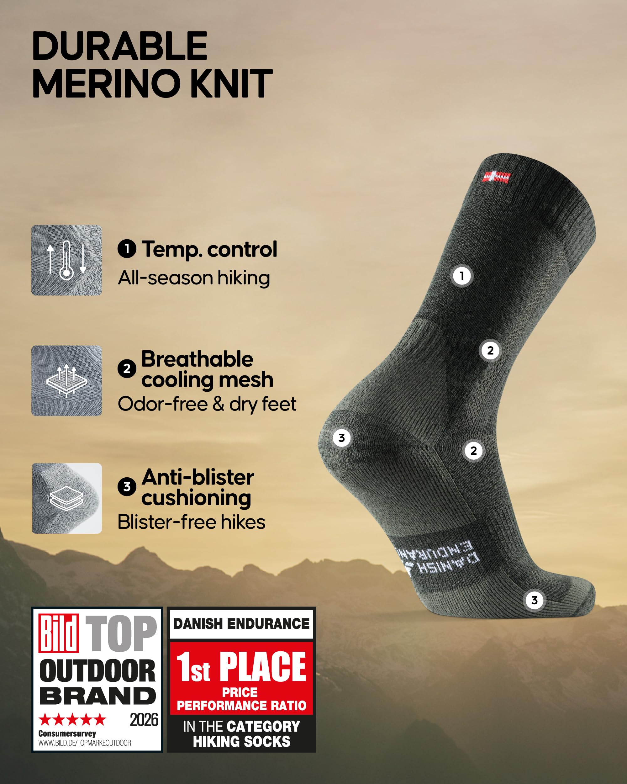 DANISH ENDURANCE merino knit close-up highlighting breathable wool texture