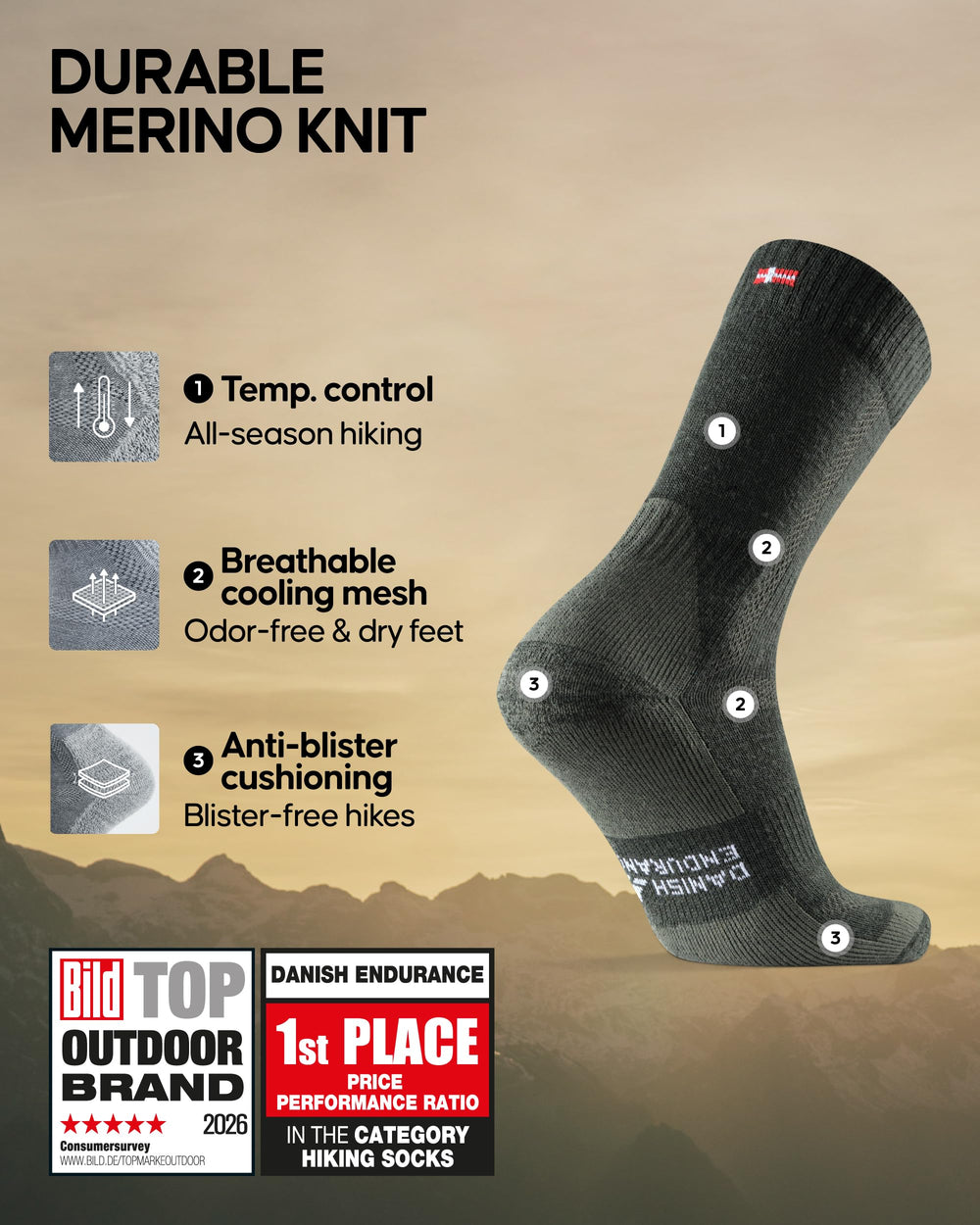 DANISH ENDURANCE merino knit close-up highlighting breathable wool texture