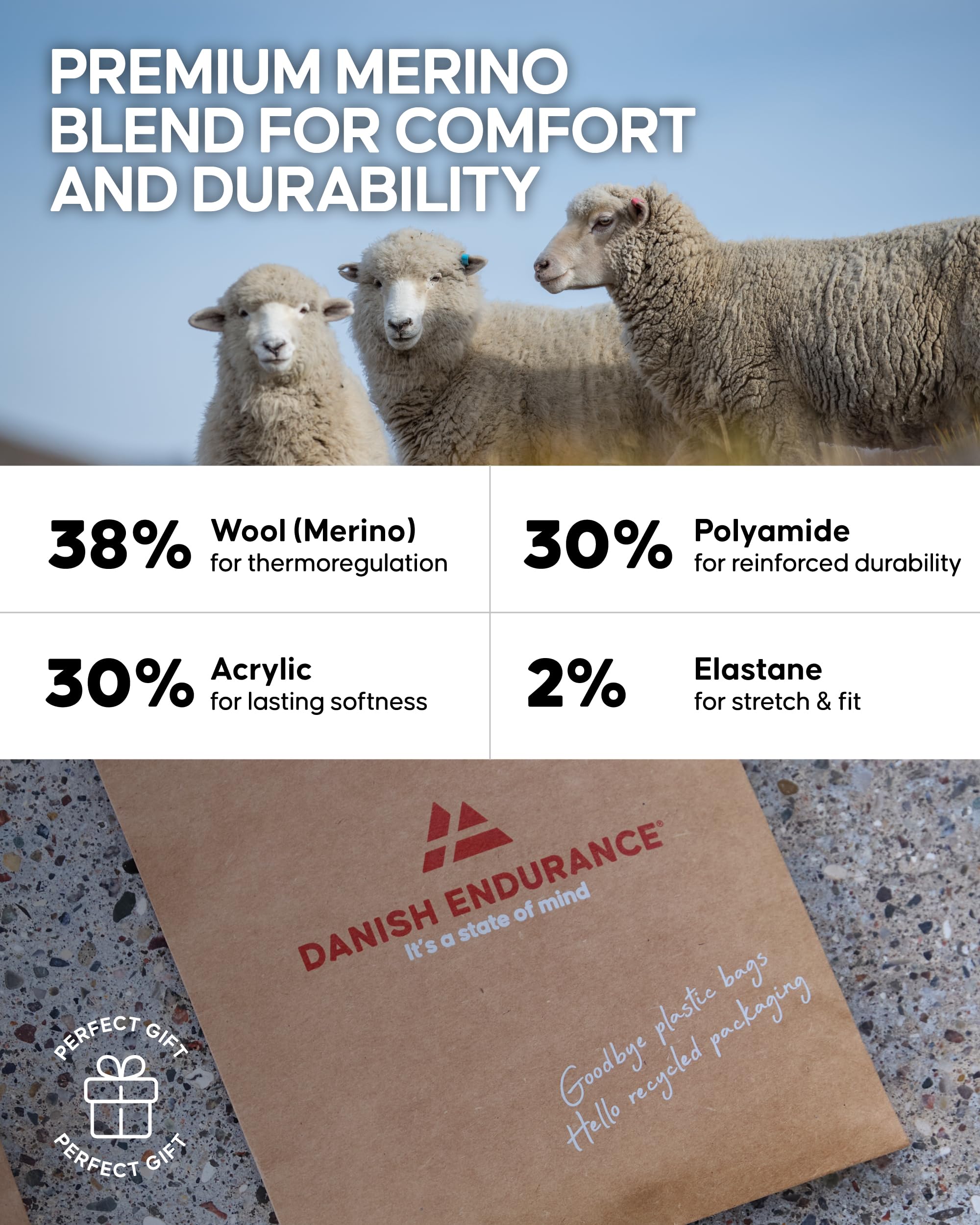 DANISH ENDURANCE three-pack folded to show compact travel-ready convenience benefit