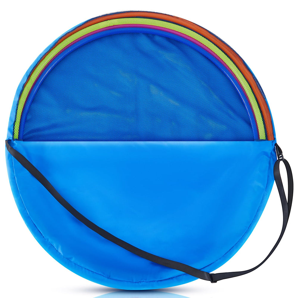Dansydaisy front view showing zippered 36-inch hoop bag and easy transport
