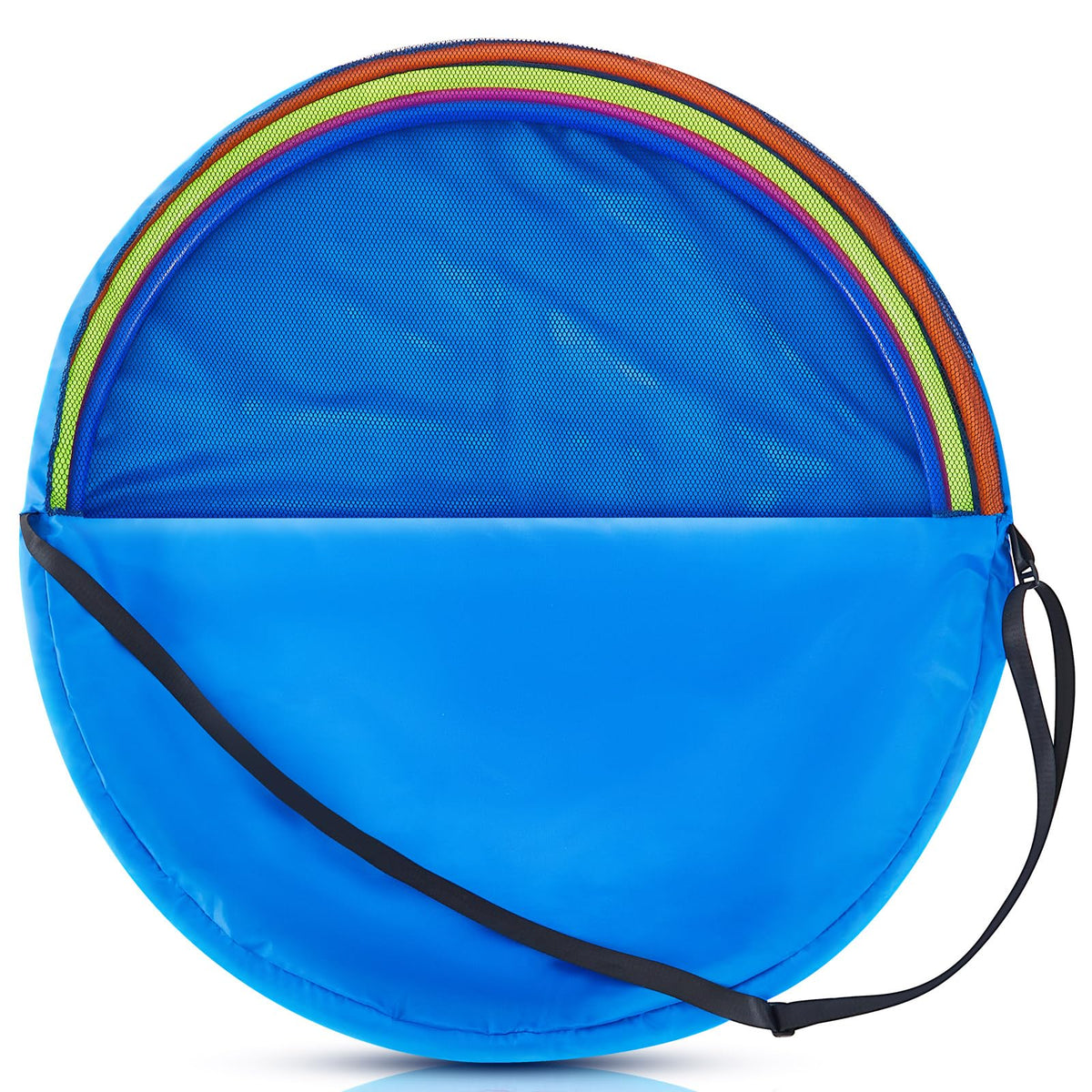 Dansydaisy front view showing zippered 36-inch hoop bag and easy transport