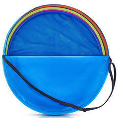 Dansydaisy front view showing zippered 36-inch hoop bag and easy transport