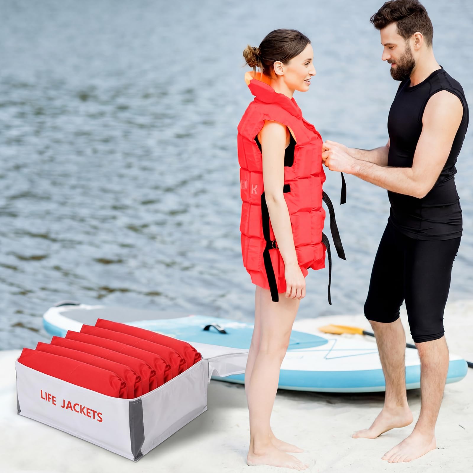 Dansydaisy on a boat deck with life jackets showing convenient on-board storage benefit