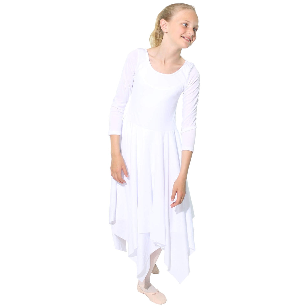 Danzcue dancer wearing dress in performance demonstrating flare and graceful motion benefit