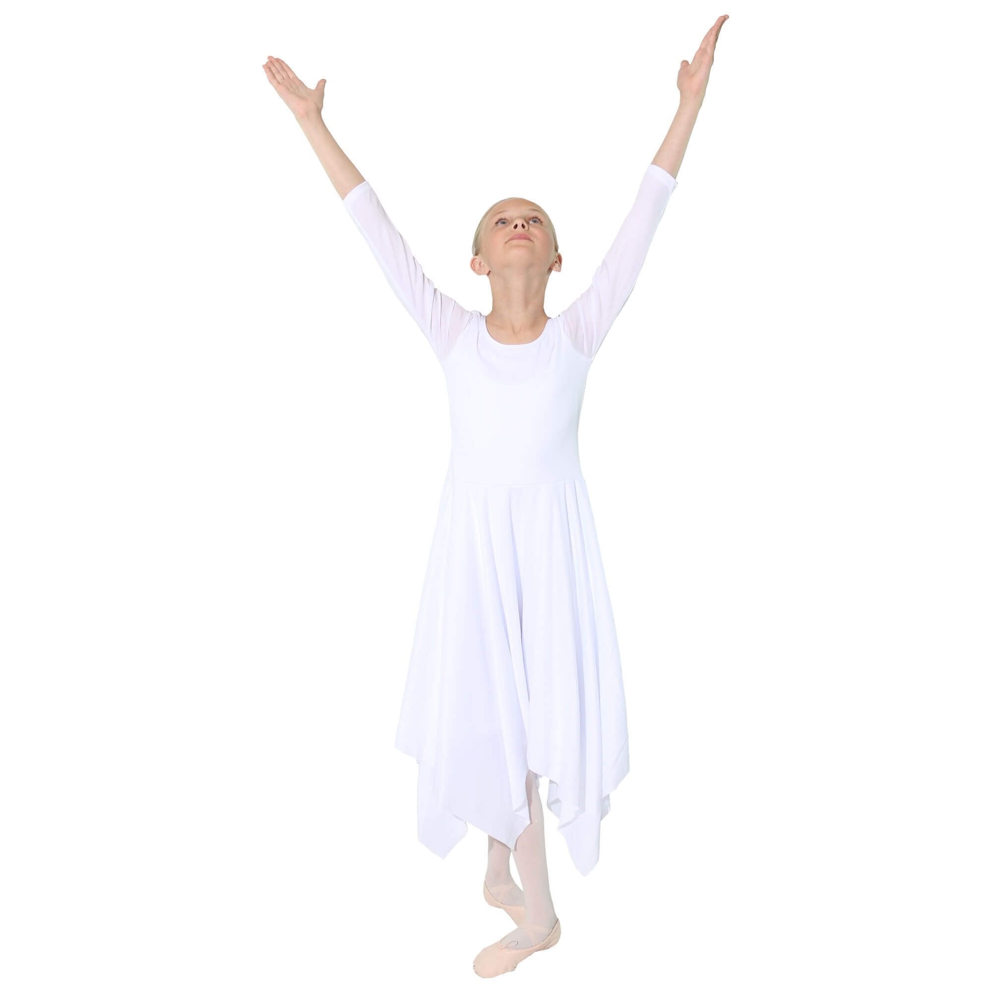 Danzcue long sleeve and shoulder detail showing fit and modest coverage benefit