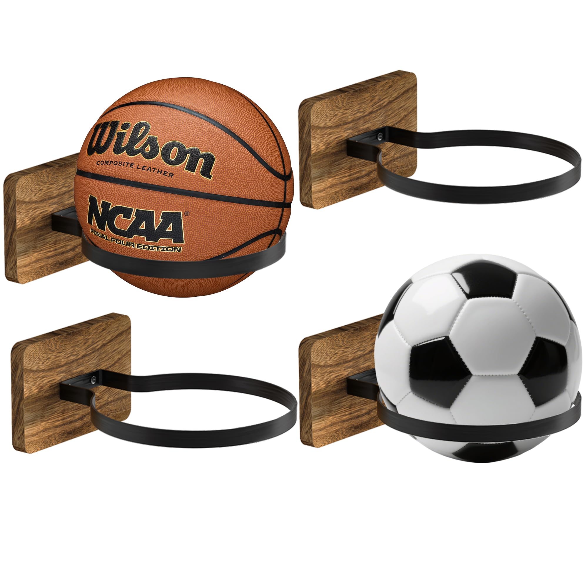 Daoun front view showing four mounted ball holders and tidy storage benefit