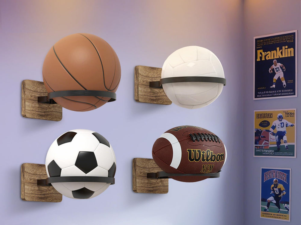 Daoun multi-sport display holding basketball, soccer, volleyball for versatile storage