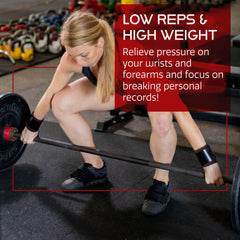 Dark Iron Fitness wraps on Olympic bar demonstrating secure lifting support