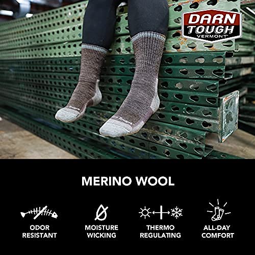Darn Tough label close-up listing merino blend for moisture control
