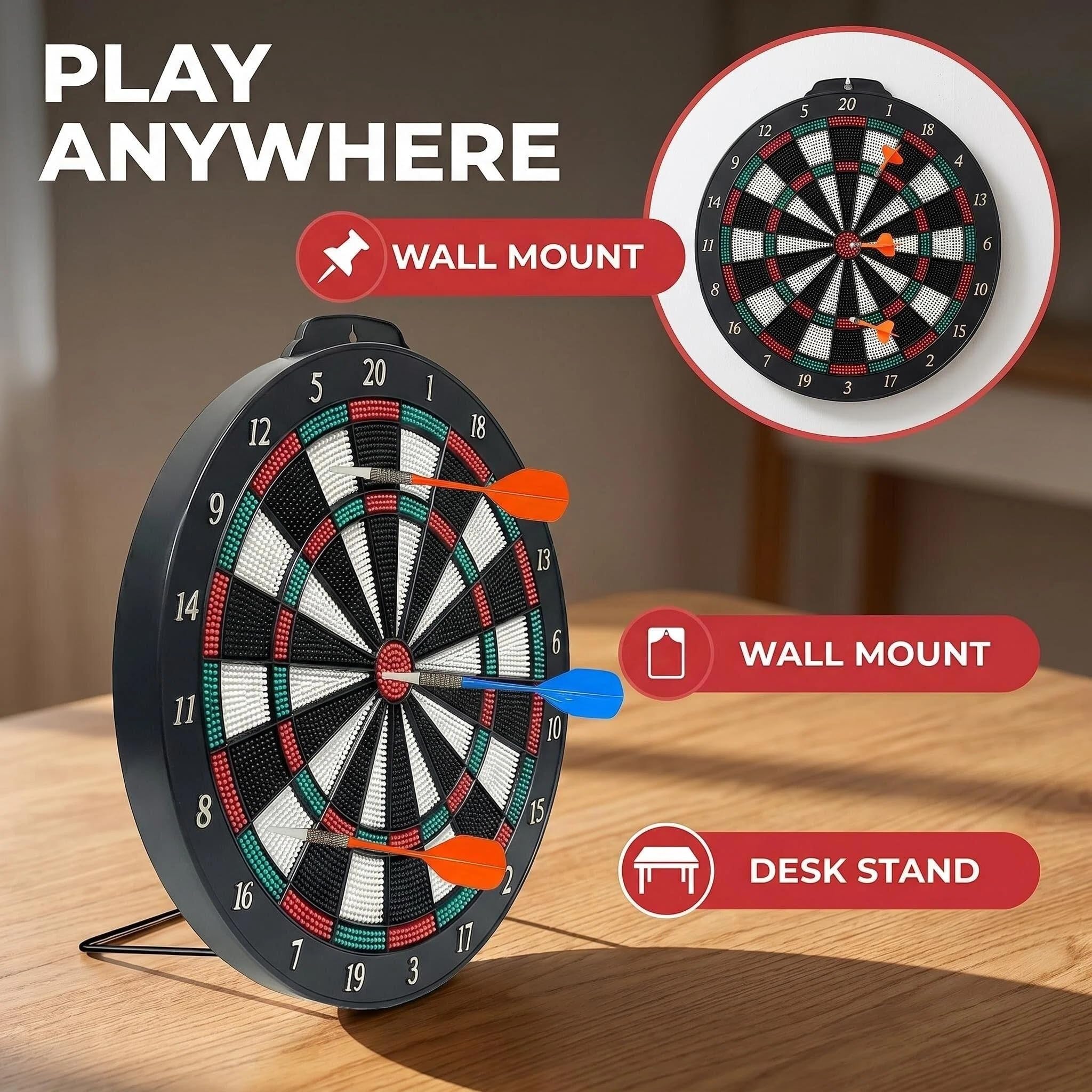 DartVibe mounted on living room wall showing space-saving convenience