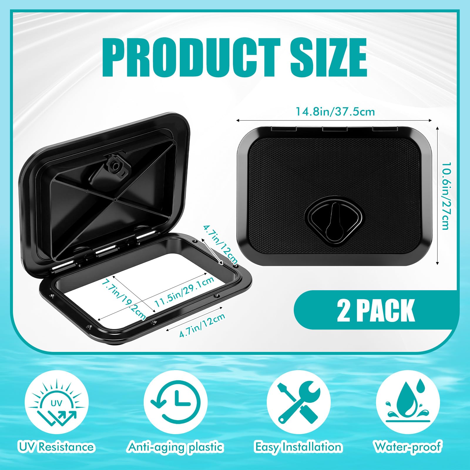 Datanly open hatch highlighting 180-degree hinges and secure hold
