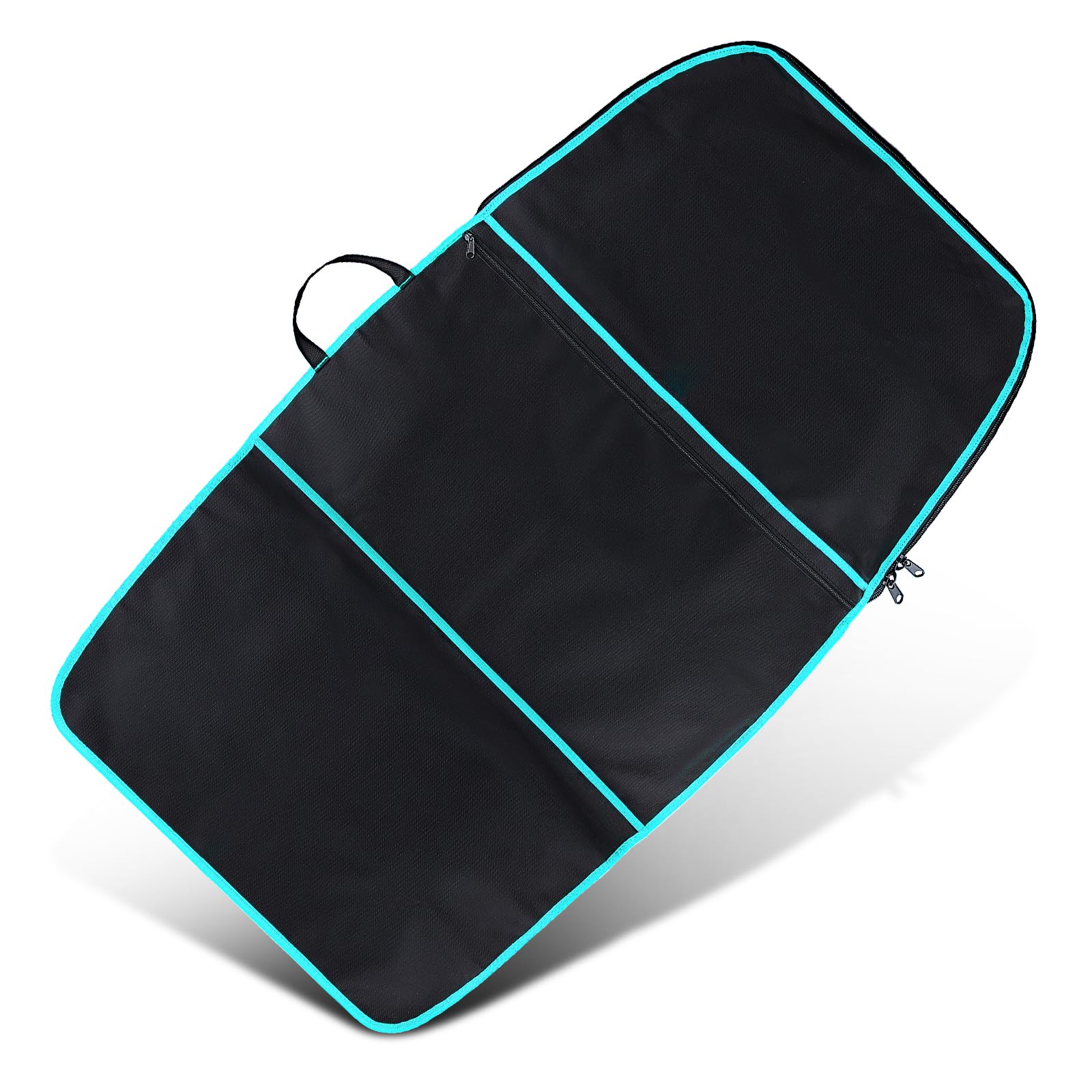Dawitrly front view surfboard bag showing blue stripe design and protection benefit