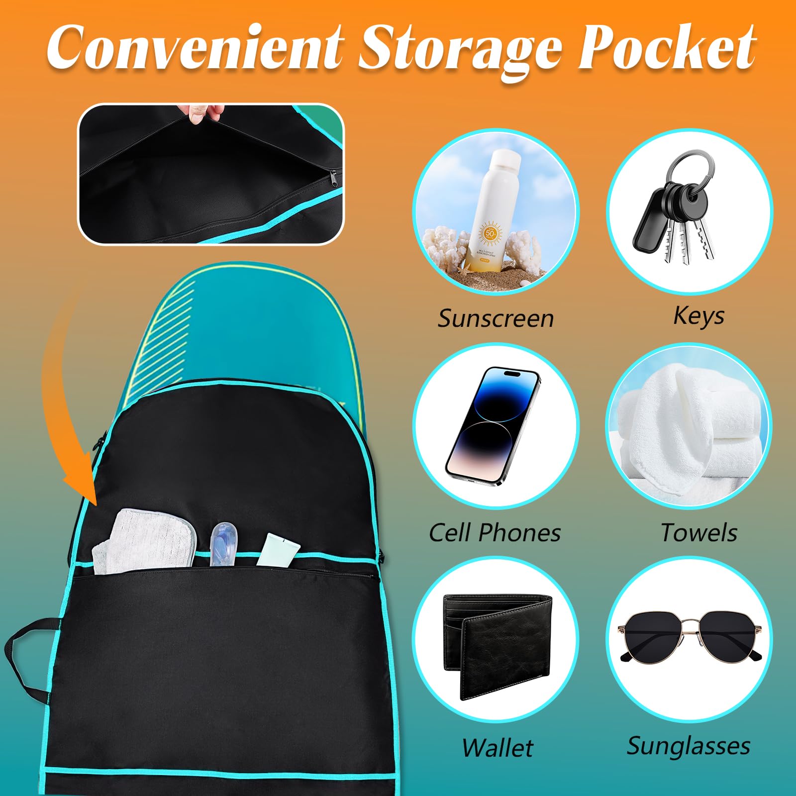 Dawitrly zippered pocket storing fins and sunscreen for organized gear benefit