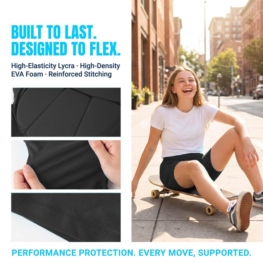 DBaoXiaoMu back closeup showing tailbone pad and enhanced fall protection