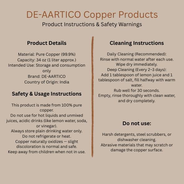 DE-AARTICO copper bottle inside backpack ready for travel and long-lasting hydration