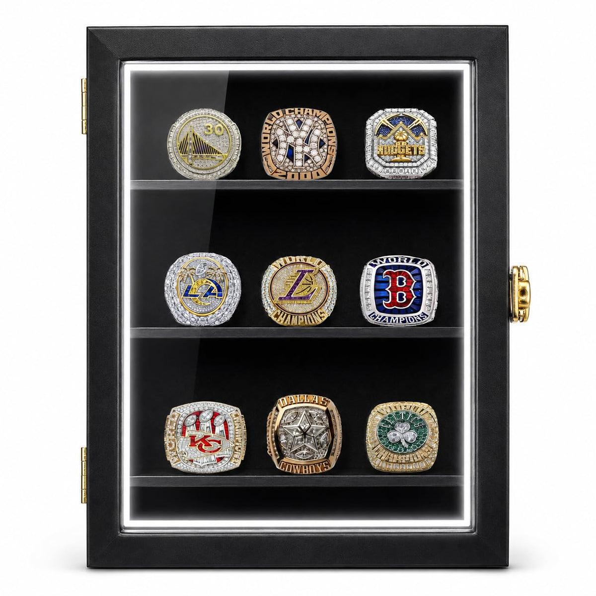 DEALZOOM front view showing nine rings and RGB lighting benefit display clarity