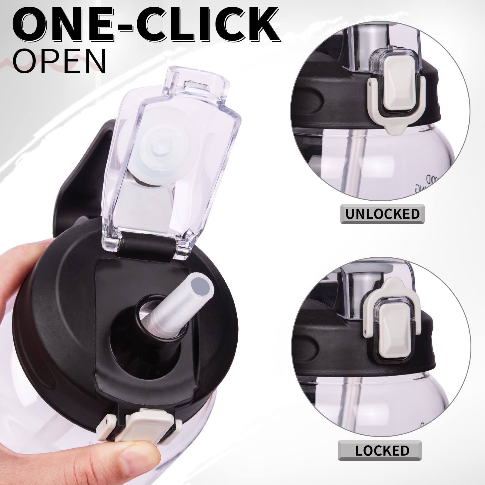 DEARRAY detailed shot of flip-top lid and detachable straw for quick spill-free sipping