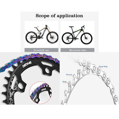 DECKAS chainring next to ruler showing 110BCD scale for accurate fit verification