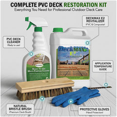 DeckMAX cleaner label close-up showing instructions and surface-safe formulation benefits