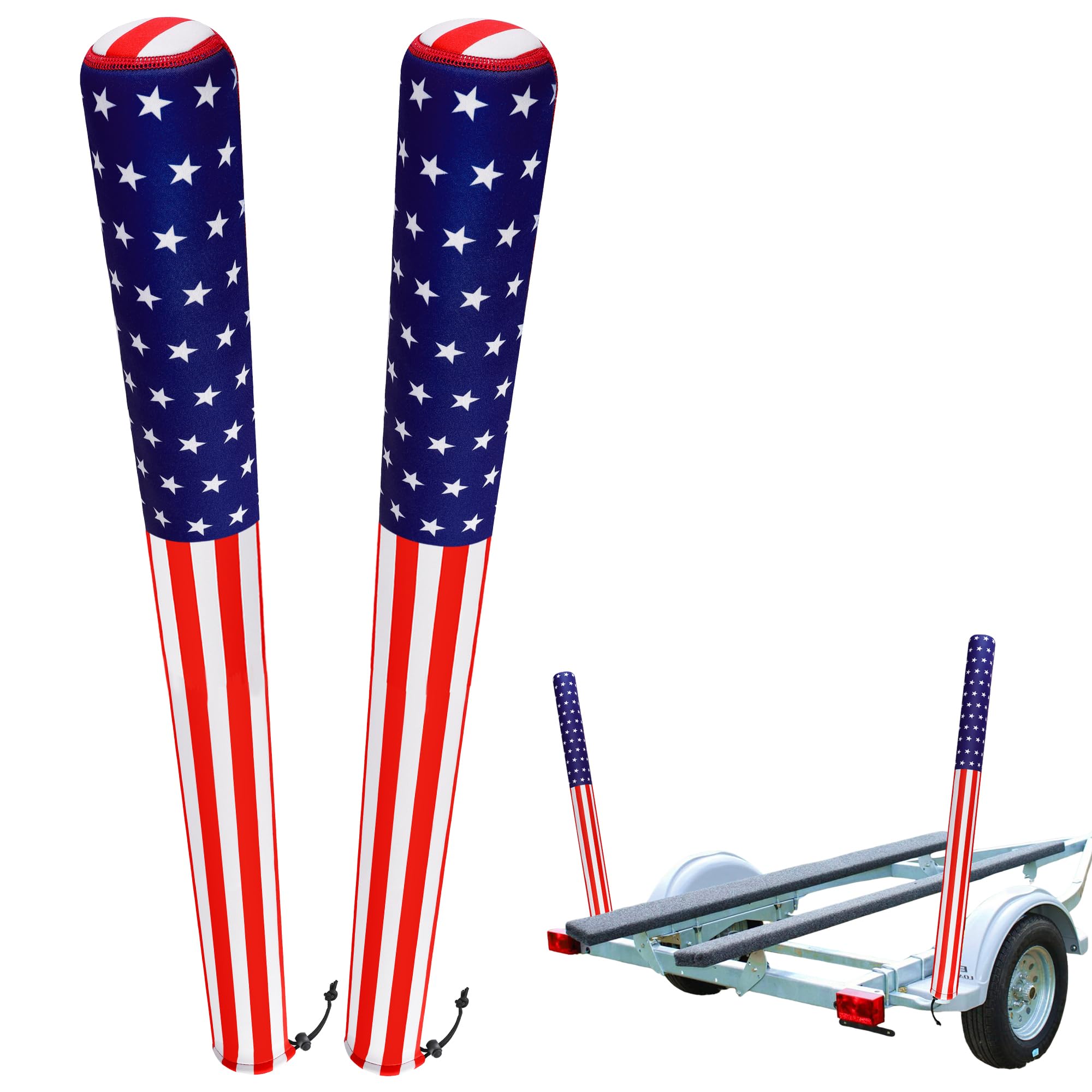 DECOHS front view of American flag guide pole covers showing visible protection