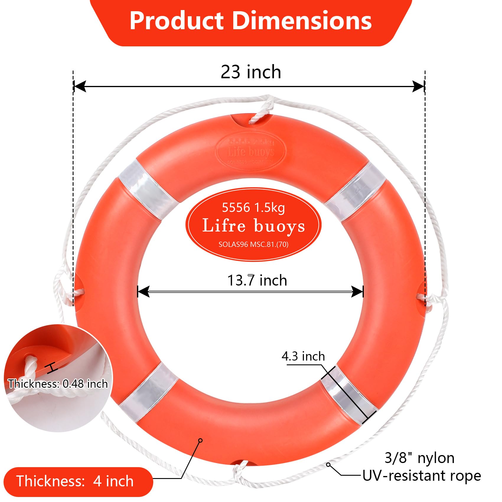 DEDU life ring reflective tape closeup improving night visibility for safer recovery