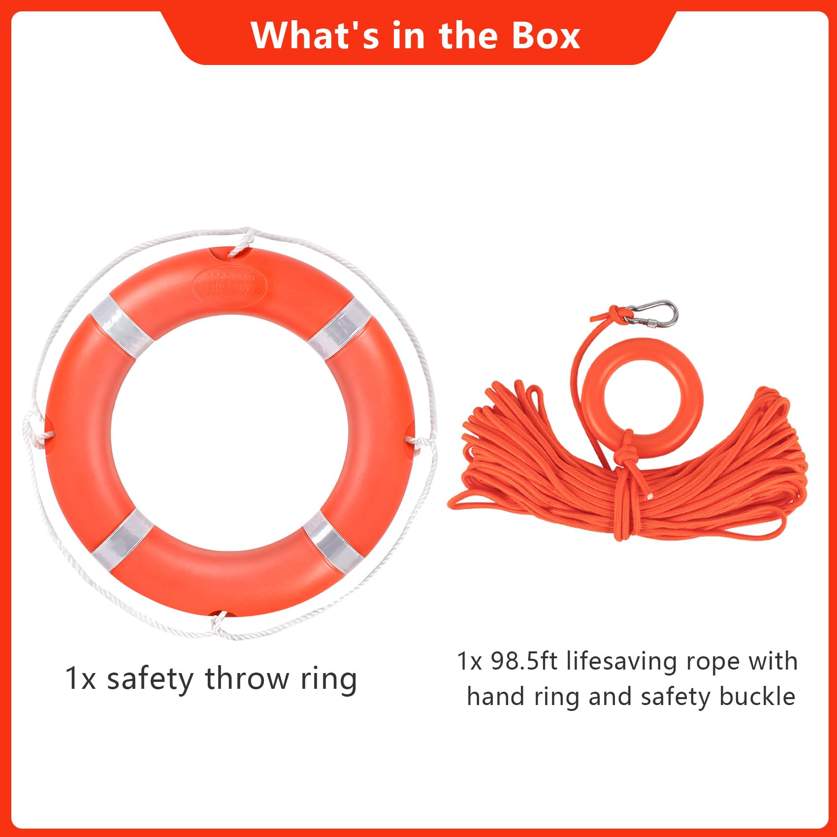 DEDU life ring beside boat console illustrating compact storage and easy deployment