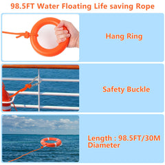 DEDU life ring side profile showing measurements for confident buoyancy assessment