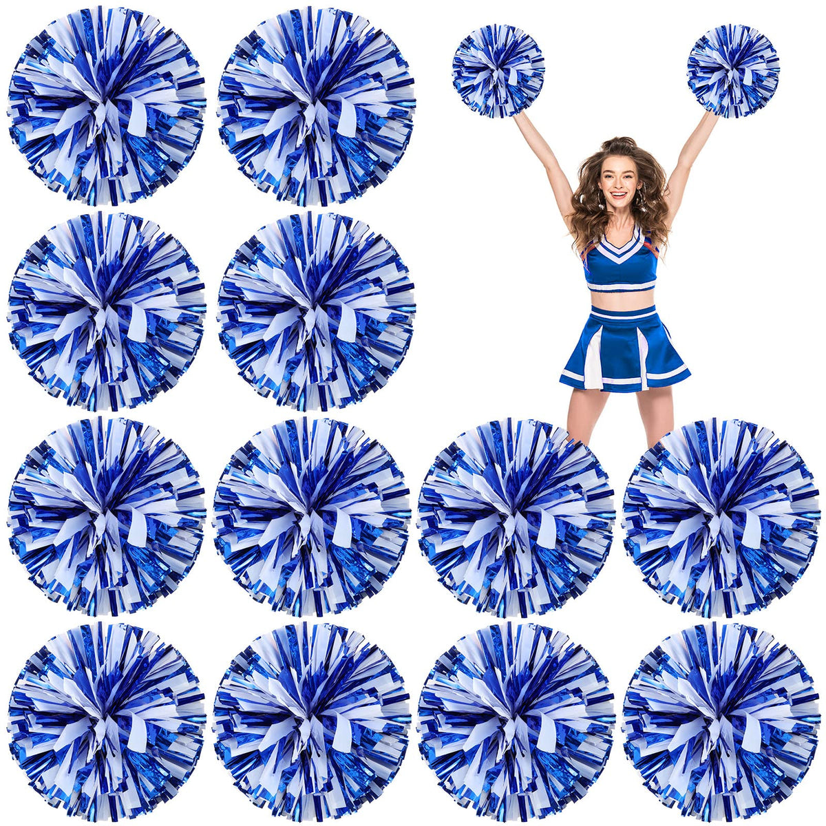 Deekin front packaging showing blue and white pom poms, bright team visibility