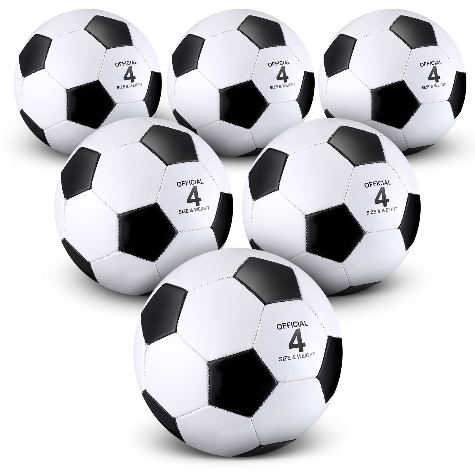 Deekin front packaging showing six size 4 balls and included pump for easy setup