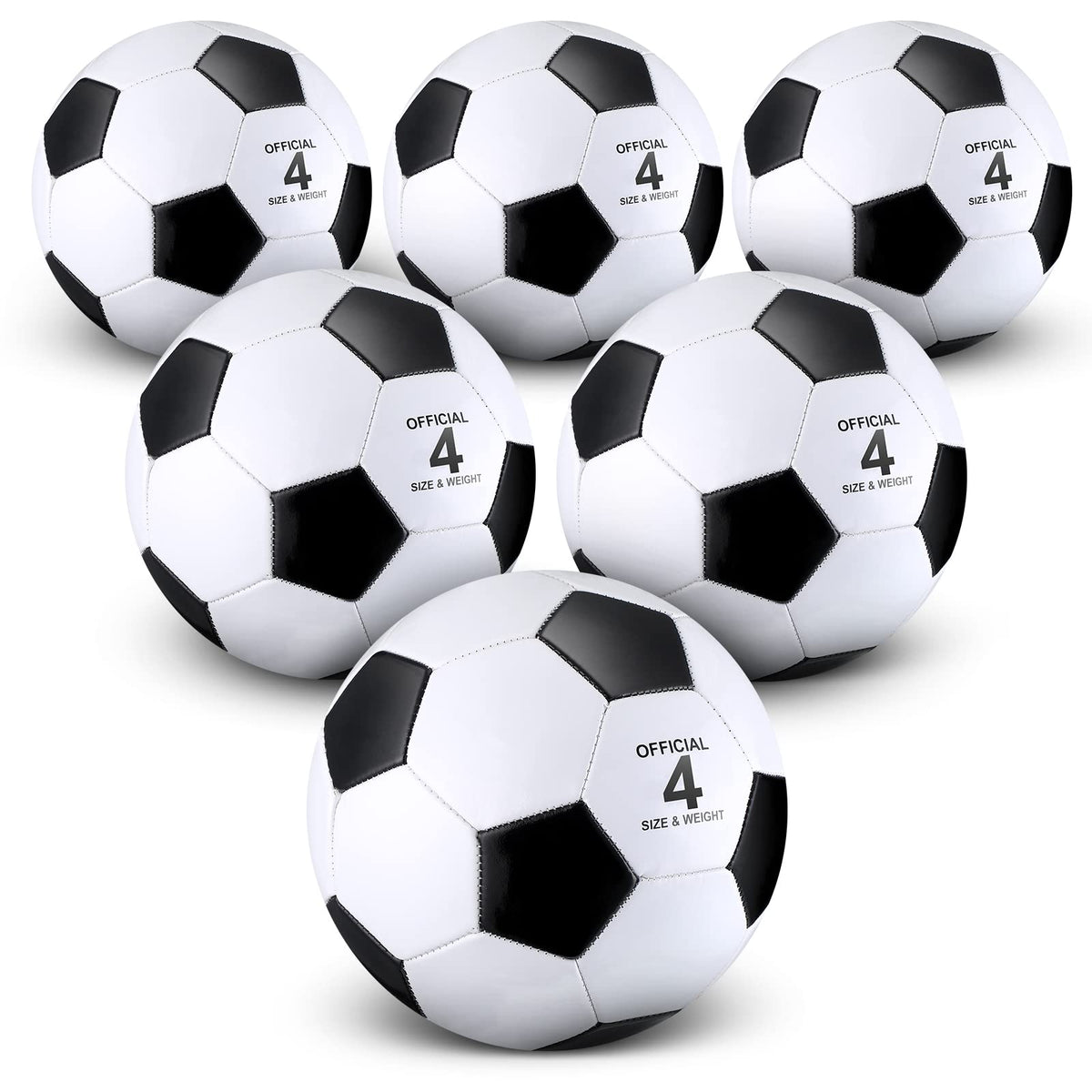Deekin front packaging showing six size 4 balls and included pump for easy setup