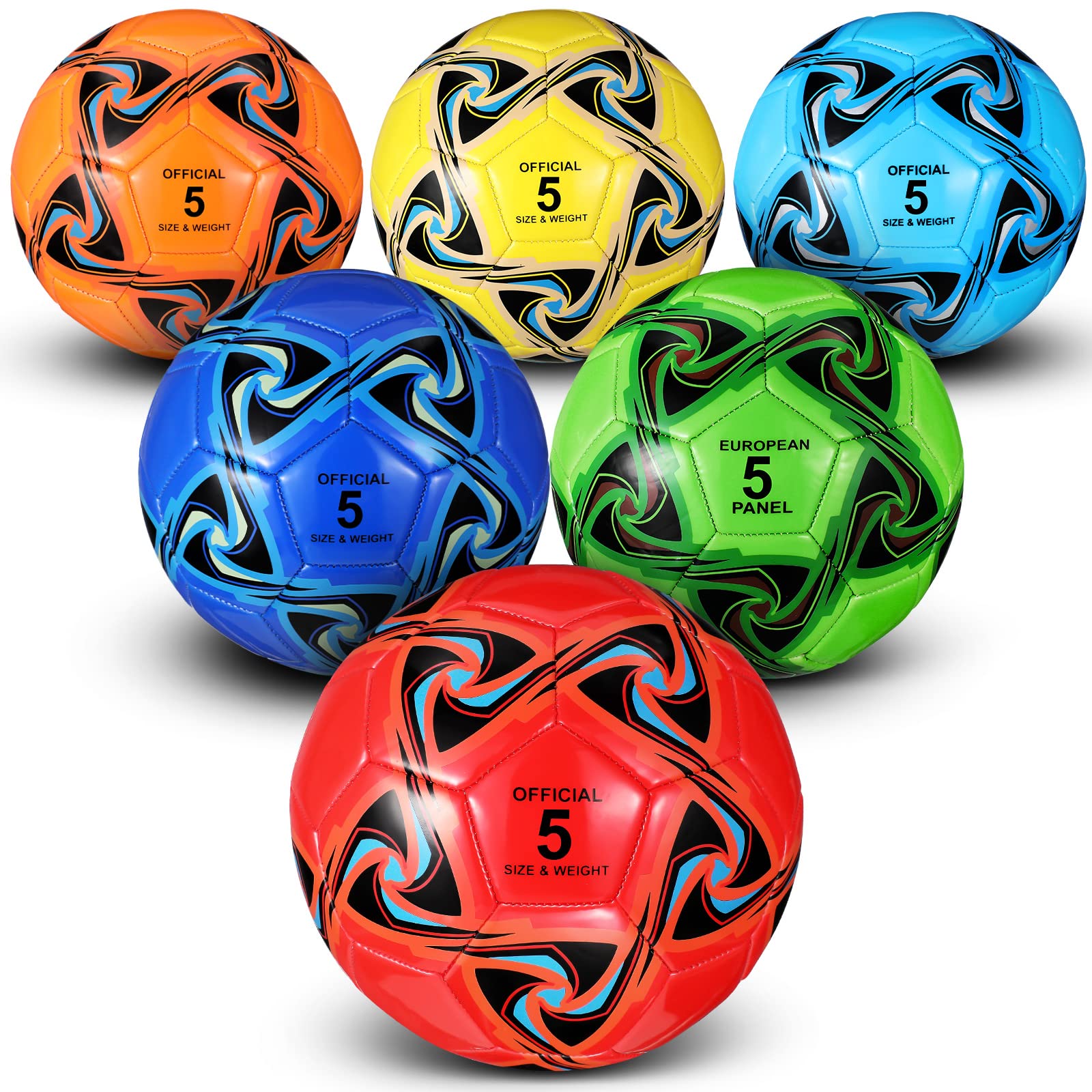 Deekin size 5 soccer ball front view showing durable design and bright color benefit