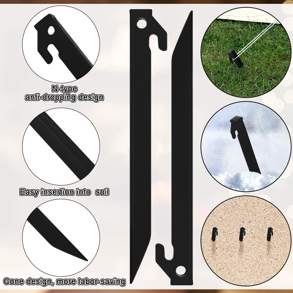 Deekin stakes beside ruler showing 9-inch length for reliable anchoring